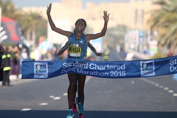 Ethiopia's Aselefech Mergia won the Dubai Marathon for the third time in January ©Getty Images