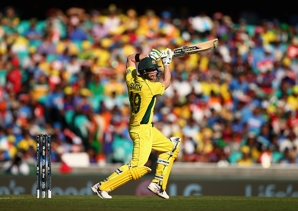 Australia batsman Steve Smith became the first player to hit a World Cup semi-final century as his 105 helped his side reach the final at the expense of India ©Getty Images