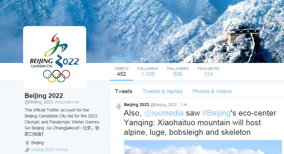 Beijing 2022 is making an effort to use Twitter even though other social media forms like Weibo are far more popular in China ©Beijing 2022