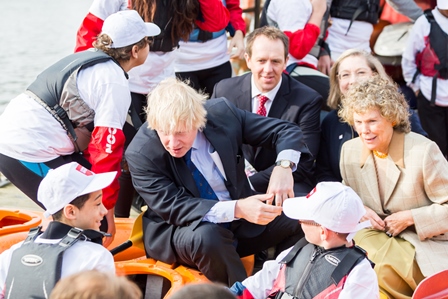 Boris Johnson was joined by Kate Hoey (front, right), chair of the London Sport Board, Peter Fitzboydon (back, left), chief executive of London Sport, and Jennie Price (back, right) chief executive of Sport England , at the London Sport launch ©Four Communications