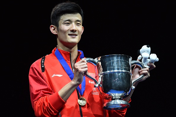 China's Chen Long poses with his trophy following his thrilling All England Badminton Championships men's singles victory in Birmingham ©AFP/Getty Images