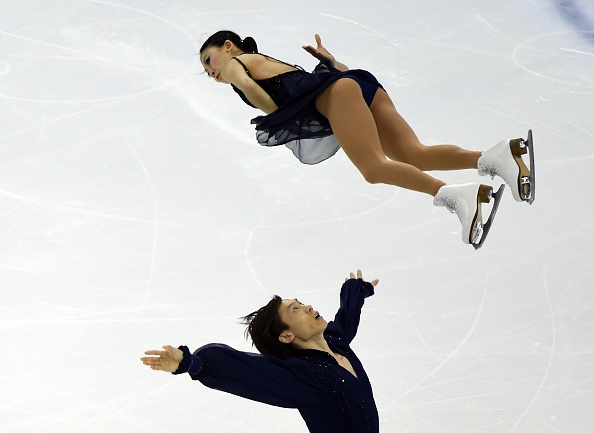 Chinese pair Pang Qing and Tong Jian won bronze in the pairs competition, in the final event of their careers ©AFP/Getty Images