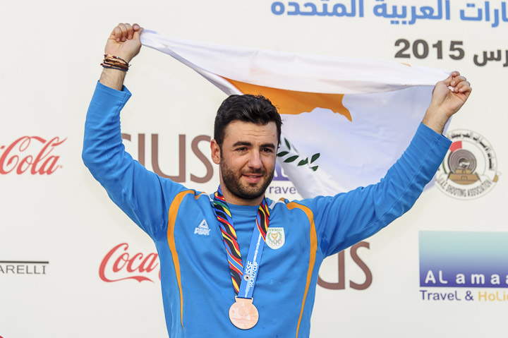 Cypriot Andreas Chasikos claimed a shock bronze by beating America's double Olympic champion Vincent Hancock ©ISSF/Nicolo Zangirolami