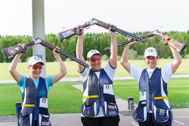 Diana Bacosi led an Italian clean sweep with gold in the women's skeet event at the Shotgun World Cup ©ISSF