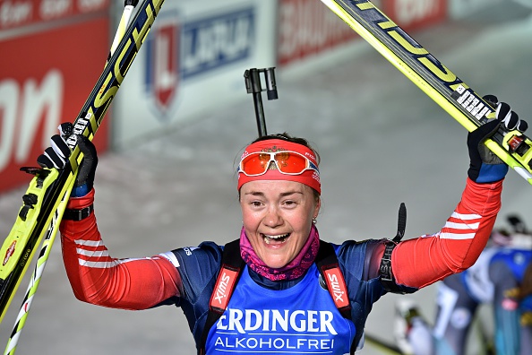 Ekaterina Yurlova claimed a shock victory for Russia at the World Biathlon Championships ©AFP/Getty Images
