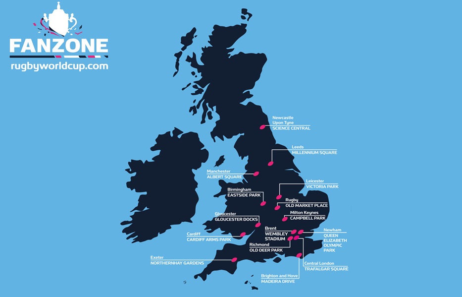 England Rugby 2015 have unveiled the 15 locations of their Official Fanzones for the Rugby World Cup ©England Rugby 2015