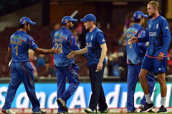 England avoided further embarrassment after winning a rain affected match against Afghanistan but were still knocked out of the Cricket World cup ©AFP/Getty Images