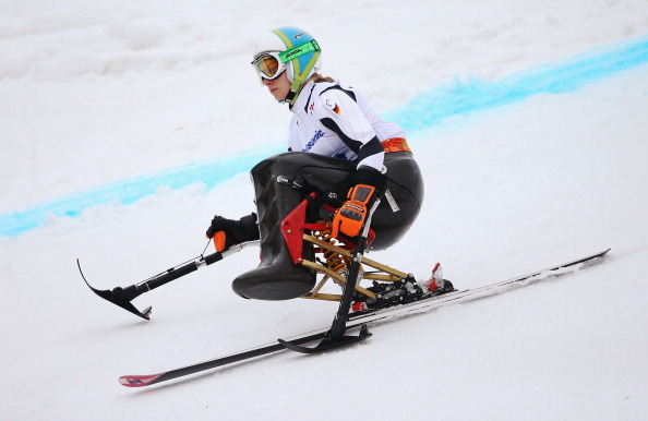 Germany's Anna Schaffelhuber was the only skier to finish the course in the women's sitting event ©Getty Images