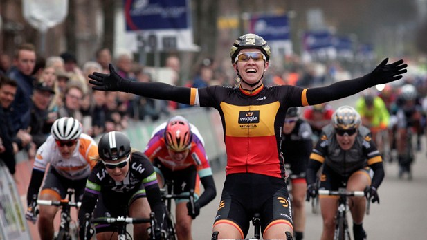 Belgium's Jolien D'Hoore took victory in the opening Women's Road World Cup round at the Boels Rental Ronde van Drenthe in The Netherlands ©UCI
