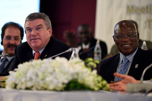 Lassana Palenfo (pictured right with International Olympic Committee President Thomas Bach) has said an African Olympics is almost impossible ©Getty Images