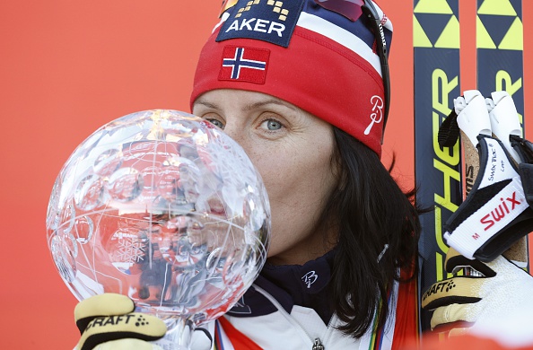 Marit Bjøergen claimed all three cross country World Cup titles ©AFP/Getty Images