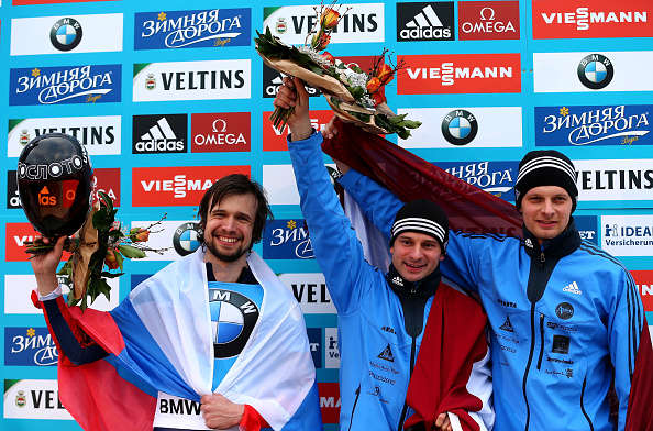Martins Dukurs won his third world title while his brother Tomass secured bronze ©Bongarts/Getty Images
