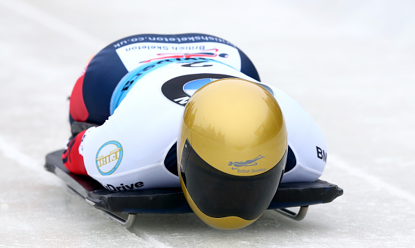 Olympic champion Lizzy Yarnold leads the women's competition after two of the four runs ©Bongarts/Getty Images