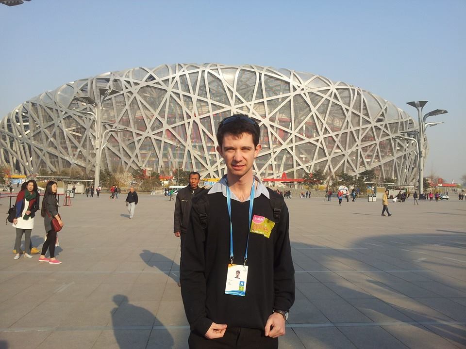 Senior reporter Nick Butler outside the Bird's Nest Stadium where Opening and Closing Ceremonies would take place ©ITG