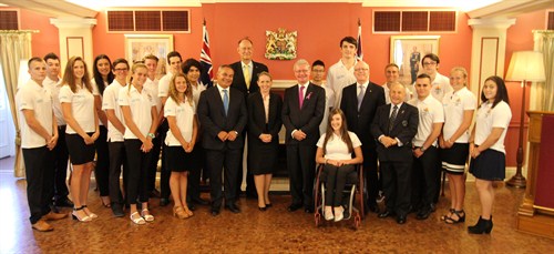 Queensland Governor Paul de Jersey read out a Commonwealth message to the young athletes who aspire to be part of Gold Coast 2018 ©Government House Queensland