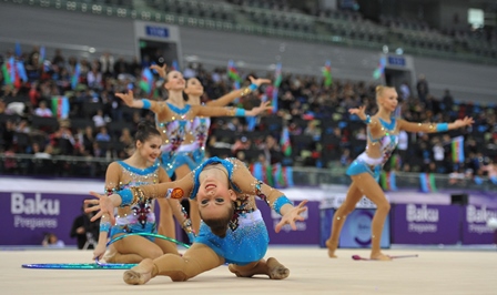 The Russian rhythmic team came to the fore on the final day of action at the Open Joint Azerbaijan Championship ©Baku 2015