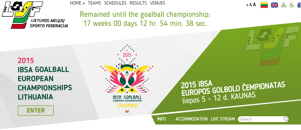 The new website counting down to the European Goalball Championships ©Kaunas 2015