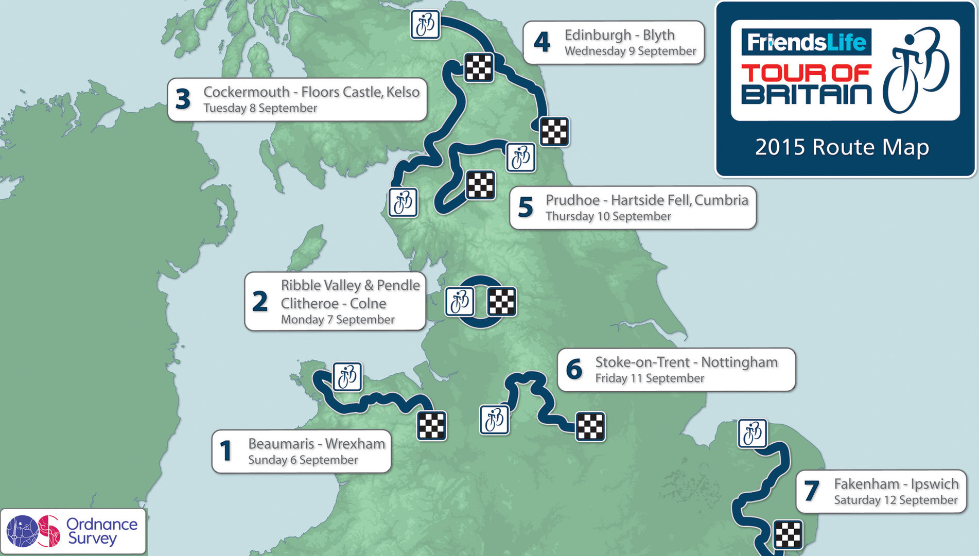 This year's Tour of Britain will start in Anglesey on September 6 and finish a week later in London ©Tour of Britain