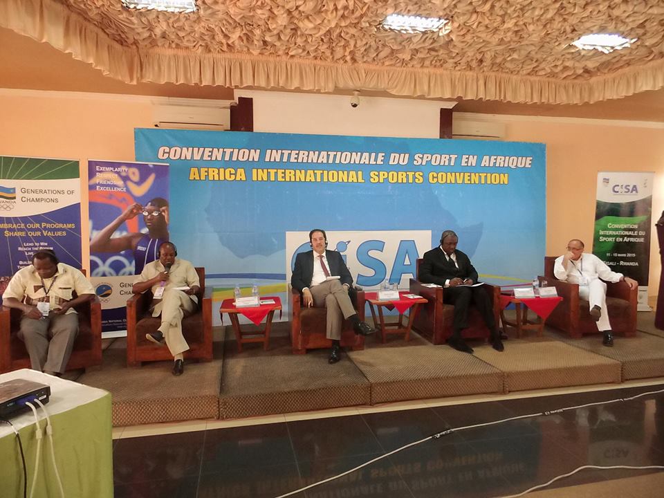 Ugandan Sports Minister Charles Bakkabulindi was at the centre of fierce debate about the All African Games at the CISA Convention in Kigali ©CISA/Facebook