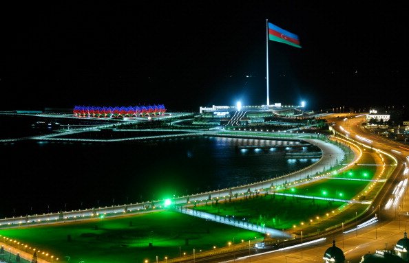 The national flag flies over Baku, host to this summer's inaugural European Games ©Getty Images
