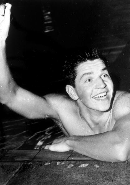 John Konrads of Australia picture after winning the 1500m freestyle at the 1960 Rome Olympics. His gold was one of several medals stolen in 1985, but they all came to light after being discovered in a shoebox for sale on eBay in 2009 ©Hulton Archive/Getty Images