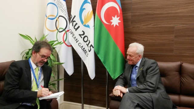 Simon Clegg, Chief Operating Officer for the Baku 2015 European Games, talks to Mike Rowbottom today about his hopes for the future sales of television broadcasting rights ©ITG