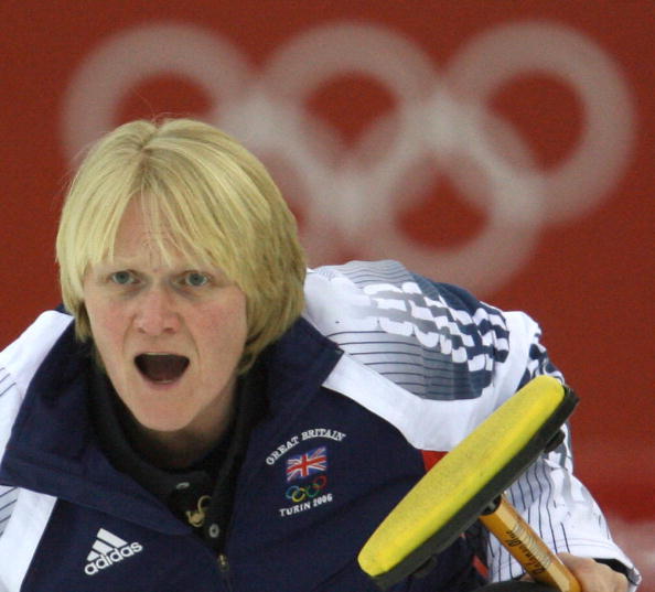 Rhona Martin pictured during the 2002 Salt Lake Winter Games, where she skipped the British rink to victory in the women's curling. But her medal was stolen from a museum last year and has yet to be recovered ©AFP/Getty Images