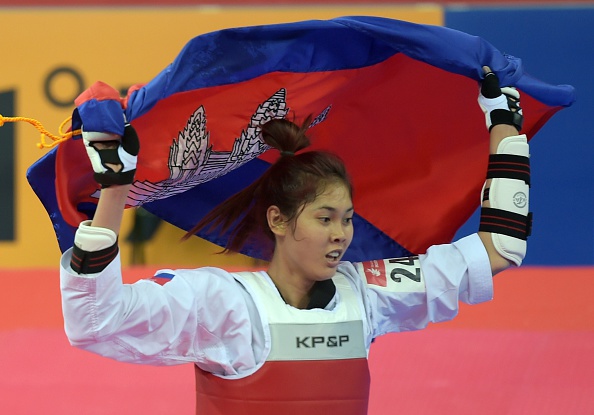 Taekwondo's Sorn Seavmey was one of five Cambodian athletes to receive an Olympic scholarship certificate at the ceremony ©Getty Images
