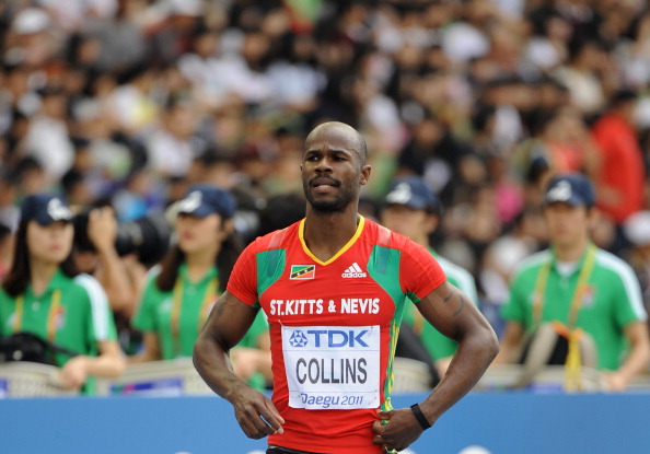 Kim Collins, the former world 100m champion from St Kitts and Nevis, who says one of the secrets of maintaining an international career over more than 20 years has been not working too hard in training. No fooling ©AFP/Getty Images