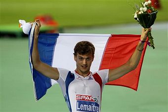 Christophe Lemaitre with French flag