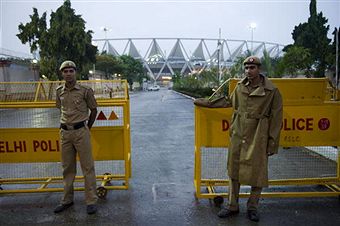 Delhi Police guarding stadium