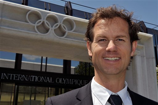 Edgar Grospiron outside Lausanne IOC