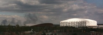 London_2012_Velodrome_with_riot_smoke_in_background