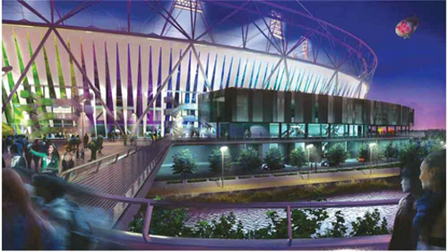 Olympic Stadium lit up with walkway(1)