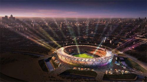 olympic stadium with shafts of light