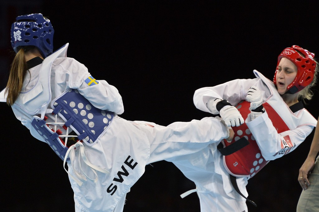 Elin Johansson (left) competing in the under 67kg competition at the London 2012 Olympic Games ©Getty Images