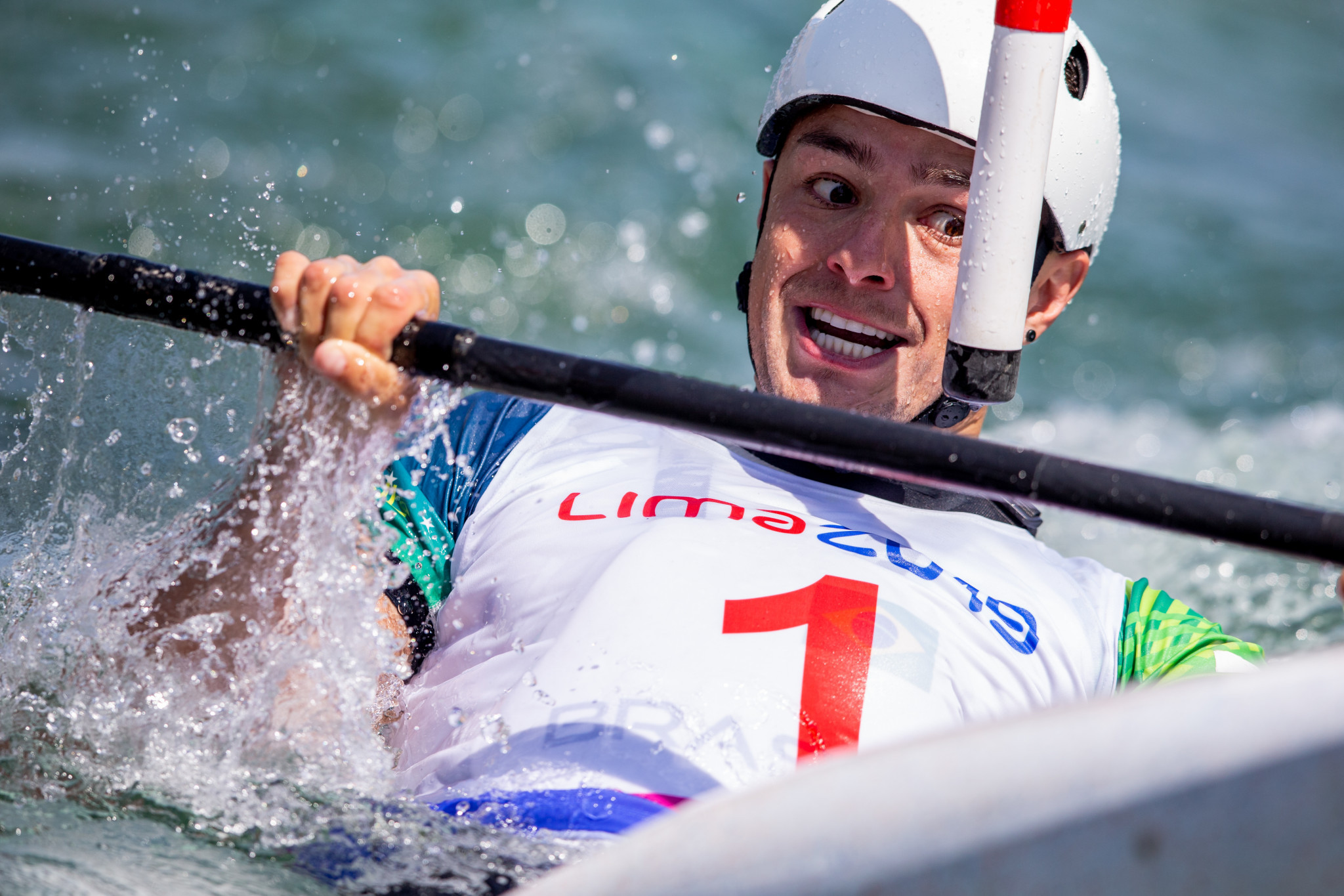 Brazil's Pedro Gonçalves acheived two gold medals in the canoe slalom ©Lima 2019