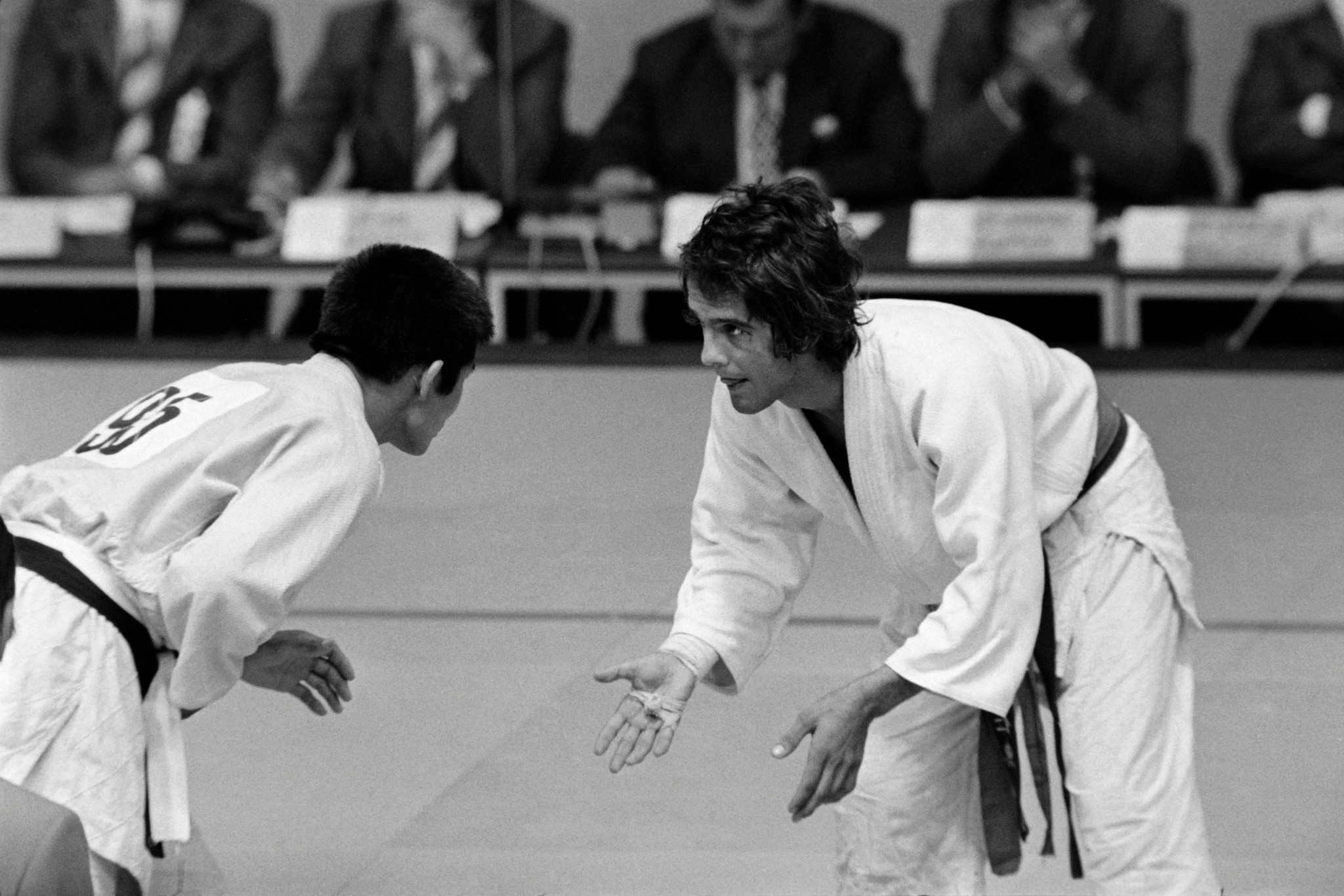 French Lightweight judoka Jean-Jacques Mounier (R) fights against Mongolian Bakhava Buida on September 2, 1972 during the 1972 Summer Olympics in Munich ©Getty Images