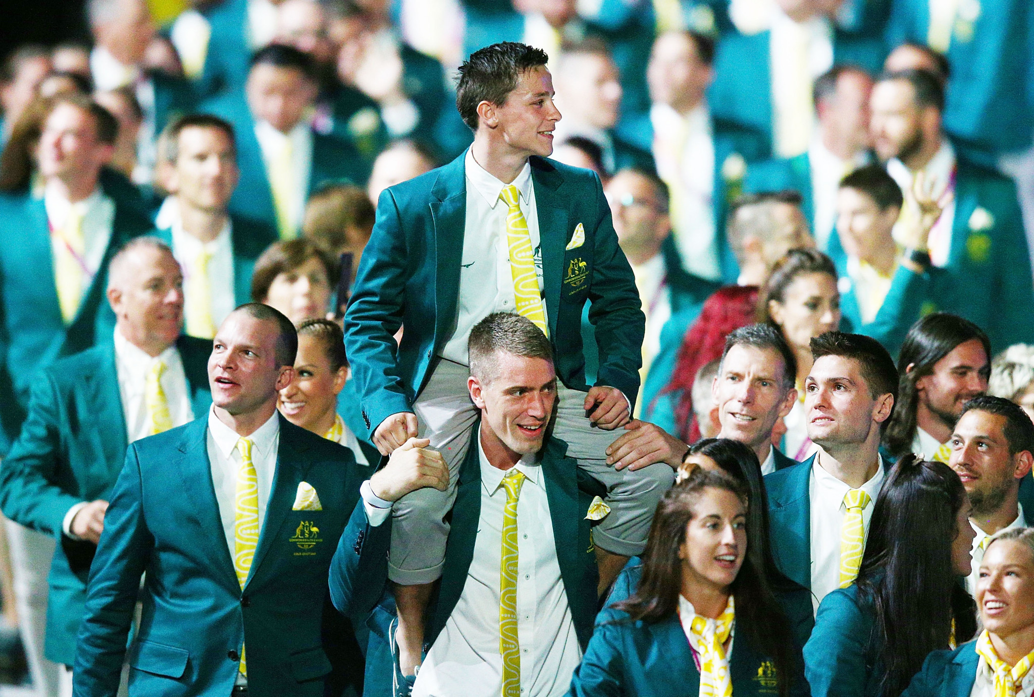 Australian athletes walk around during the Opening Ceremony for the Gold Coast 2018 Commonwealth Games at Carrara Stadium ©Getty Images
