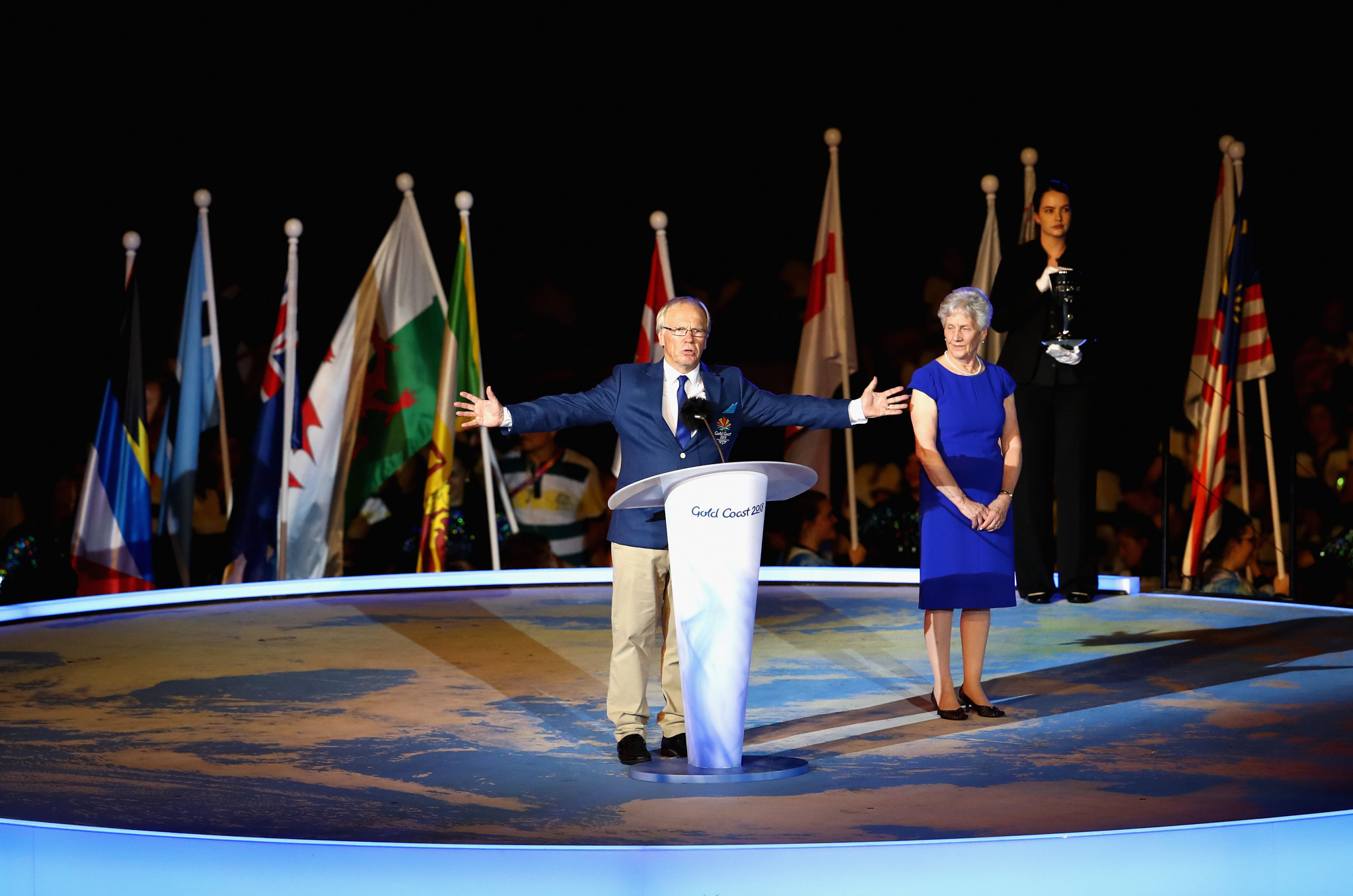 Peter Beattie makes a speech during the Closing Ceremony for the Gold Coast 2018 Commonwealth Games at Carrara Stadium ©Getty Images