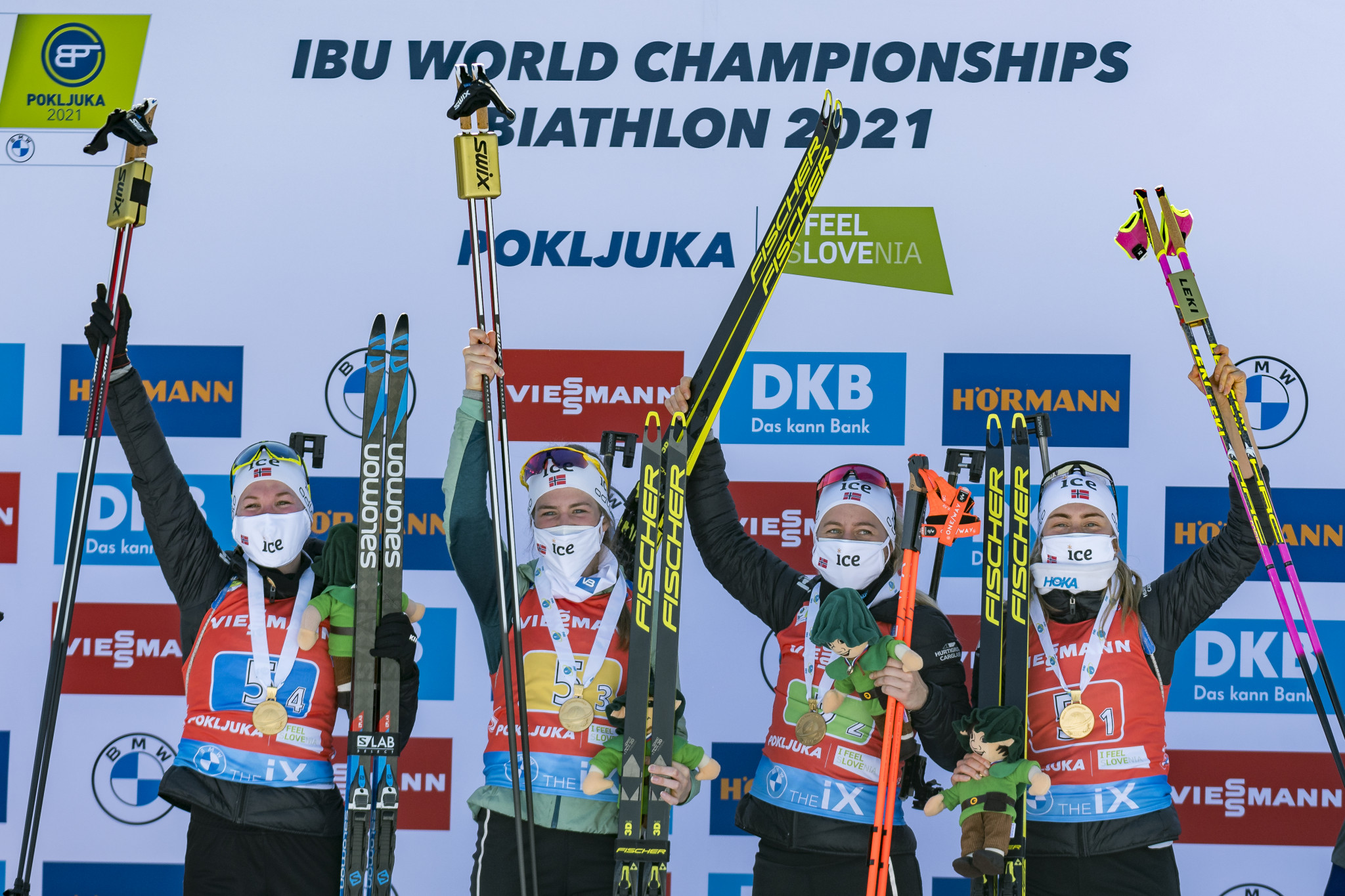 La Norvège a remporté des titres dans les relais par équipe aux Championnats du monde de biathlon © Getty Images