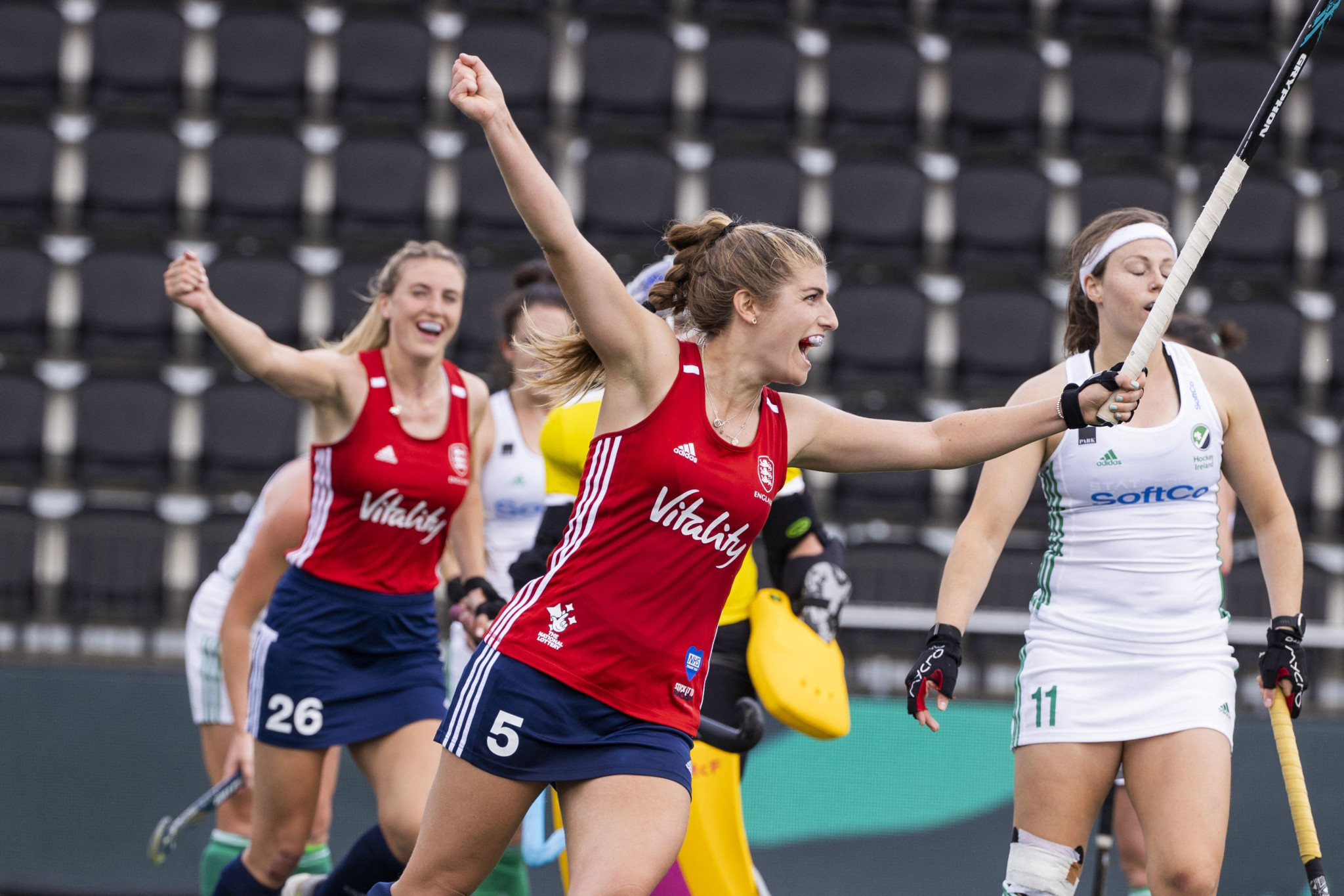 Het Engelse dameshockeyteam versloeg Ierland met 5-1 na de eerste twee wedstrijden van Poule C © Getty Images